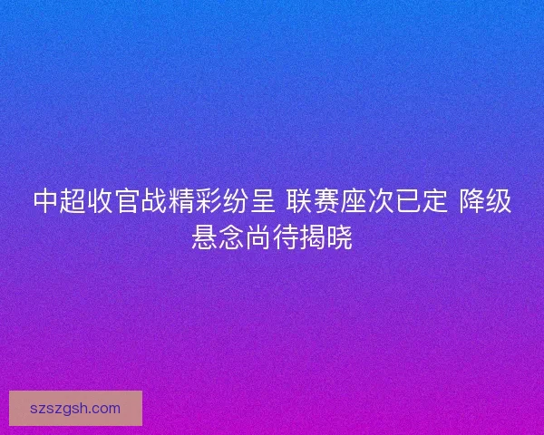 中超收官战精彩纷呈 联赛座次已定 降级悬念尚待揭晓 中超收官战精彩纷呈 联赛座次已定 降级悬念尚待揭晓