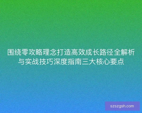 围绕零攻略理念打造高效成长路径全解析与实战技巧深度指南三大核心要点