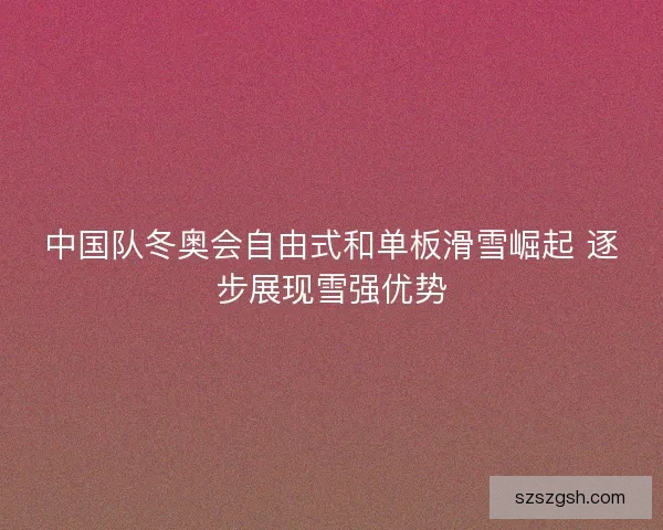 中国队冬奥会自由式和单板滑雪崛起 逐步展现雪强优势