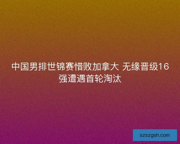 中国男排世锦赛惜败加拿大 无缘晋级16强遭遇首轮淘汰 中国男排世锦赛惜败加拿大 无缘晋级16强遭遇首轮淘汰