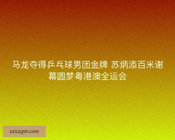 马龙夺得乒乓球男团金牌 苏炳添百米谢幕圆梦粤港澳全运会
